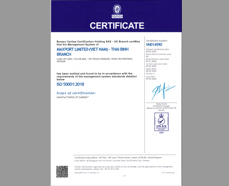 Chứng nhận Hệ thống Quản lý Năng lượng theo ISO 50001:2018 